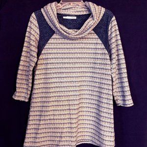 Maurice's Top Large Blue and White Stripe